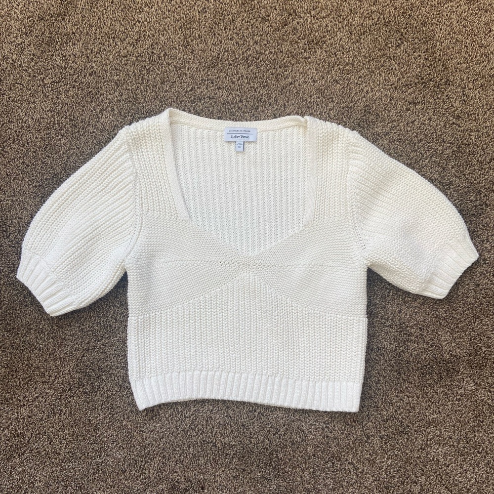 & Other Stories White Knit Shortsleeve Top Medium